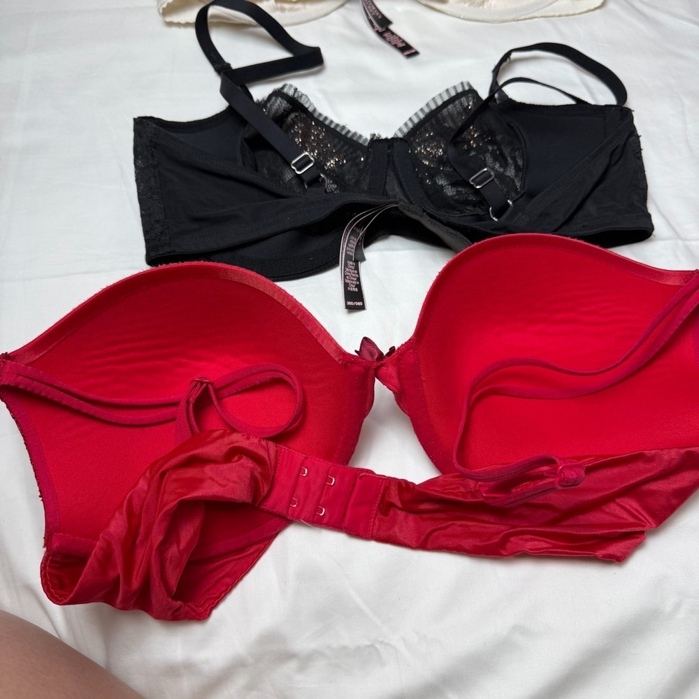 Victoria’s Secret Bra Bundle 36D 36DD Black Red White Lace Strapless - Picture 4 of 4